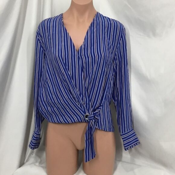 Rag & Bone Felix Stripe Silk Wrap Top C3 - Picture 1 of 6